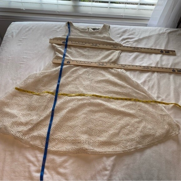 Danny & Nicole Ivory White Sleeveless Fit & Flare Lacey Crochet Sexy Size 14 - Picture 10 of 10